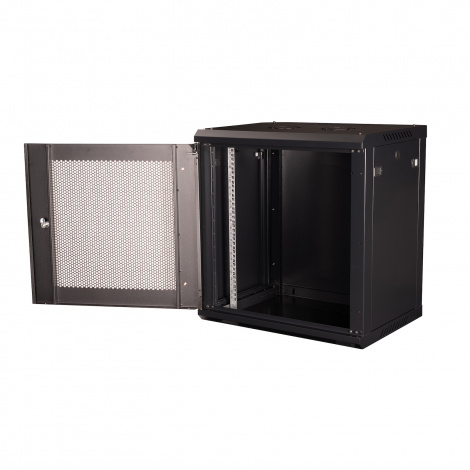 Шкаф 19" телекоммуникационный настенный, 12U 635x600х450 мм, дверь перфорация, черный